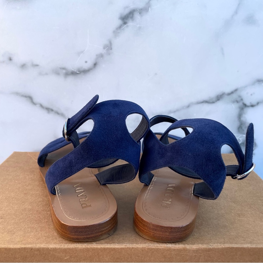 Prada navy suede ankle-wrap sandal size IT 36.5 US 6.5 - Picture 5 of 14